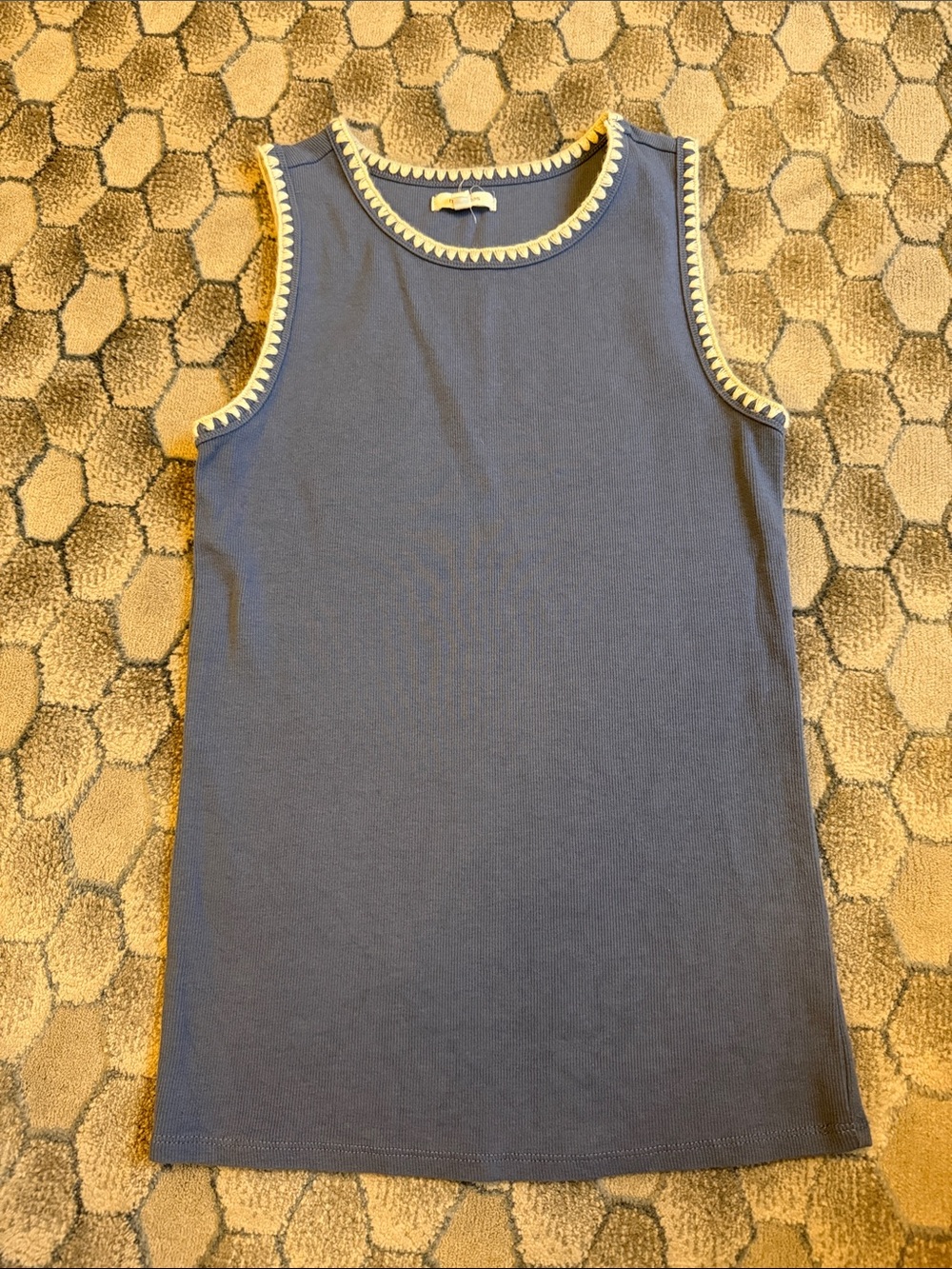 Maurices Navy Tank with Cream Crochet Detail